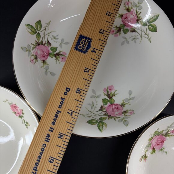 Vintage Royal Wilton Rose Porcelain Dinnerware Set / 3 Bowls with 22K Gold Trim - Picture 7 of 9